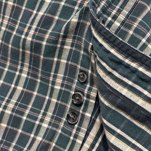 Eddie Bauer Green Plaid 100% Cotton Button Down Shirt Men’s Small Long Sleeve - Picture 8 of 12